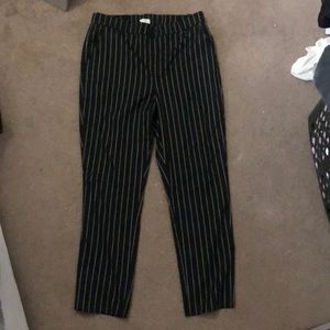 Straight leg black and white striped pants